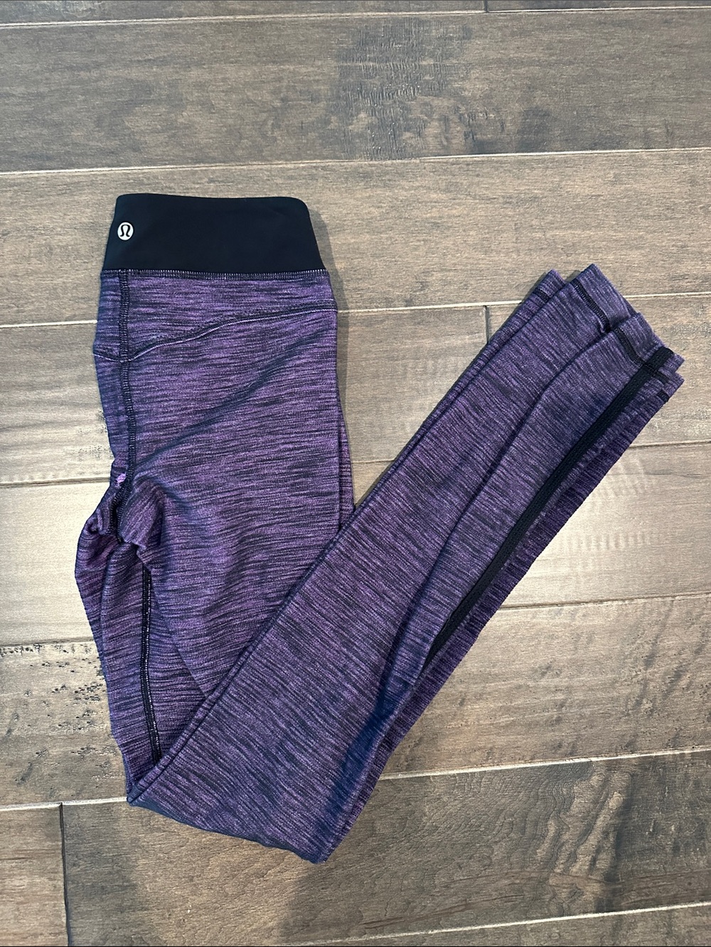 lululemon athletica Purple Heathered Leggings with Black Waistband